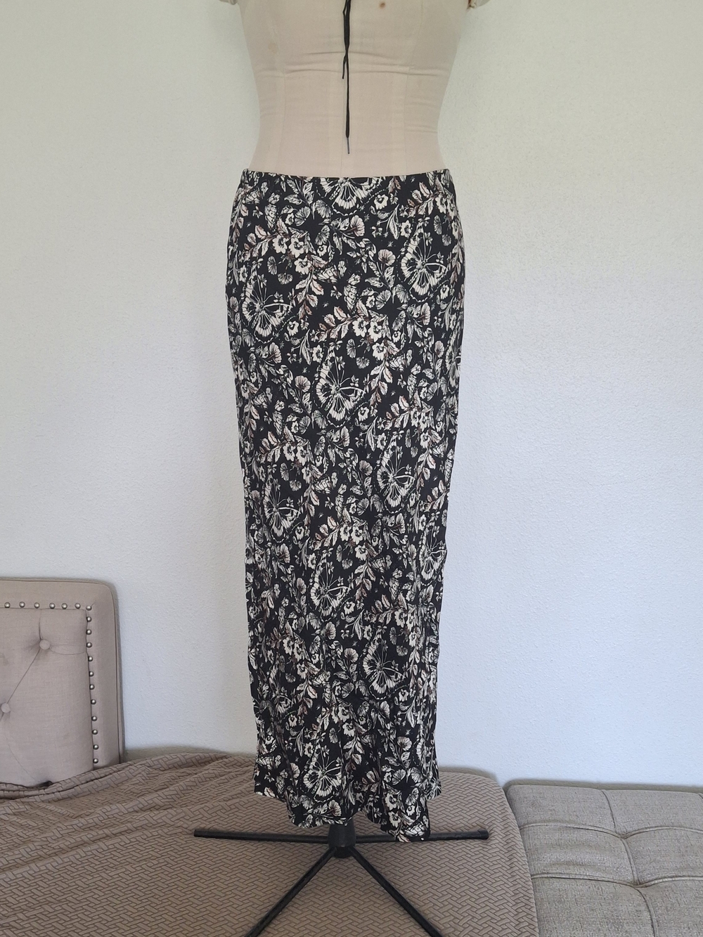 Jason Wu Black Floral Maxi Skirt with Floral Print